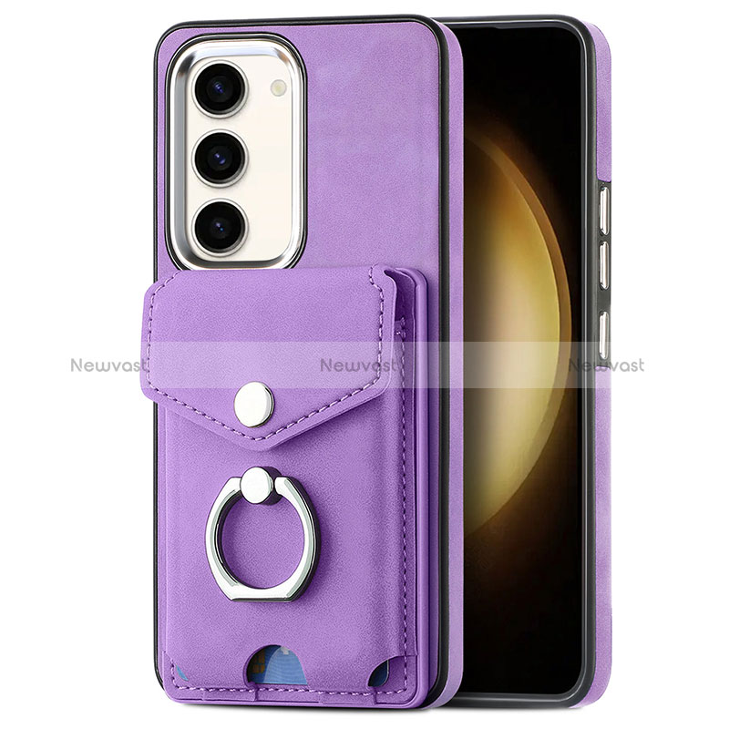 Soft Silicone Gel Leather Snap On Case Cover SD7 for Samsung Galaxy S23 Plus 5G Clove Purple