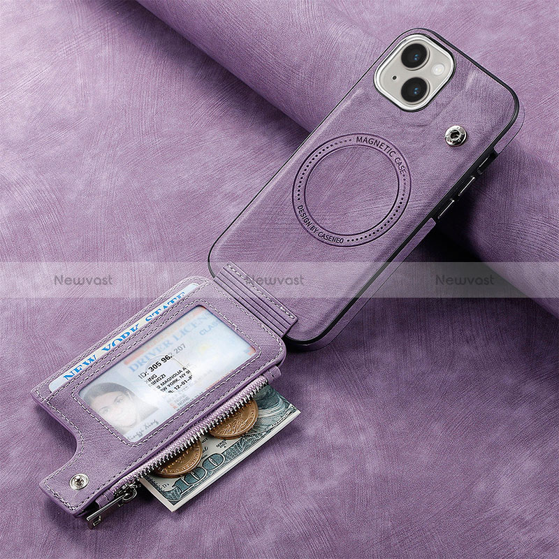 Soft Silicone Gel Leather Snap On Case Cover SD9 for Apple iPhone 13 Clove Purple