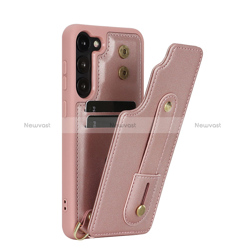 Soft Silicone Gel Leather Snap On Case Cover SY1 for Samsung Galaxy S22 5G Rose Gold