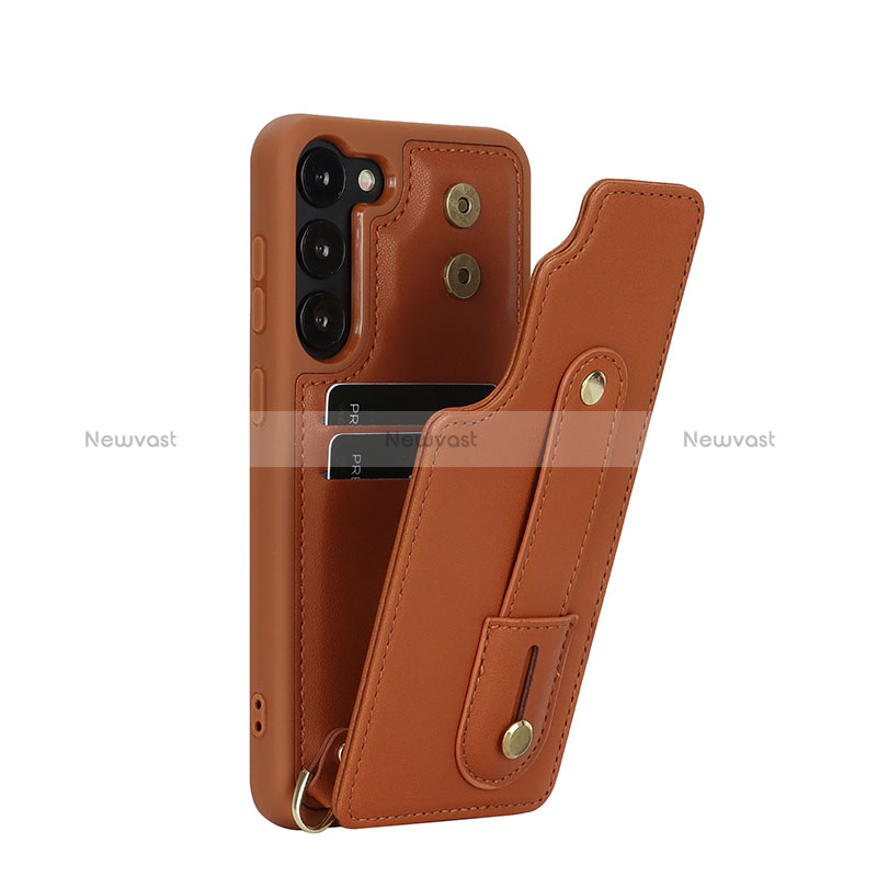 Soft Silicone Gel Leather Snap On Case Cover SY1 for Samsung Galaxy S22 Plus 5G Brown