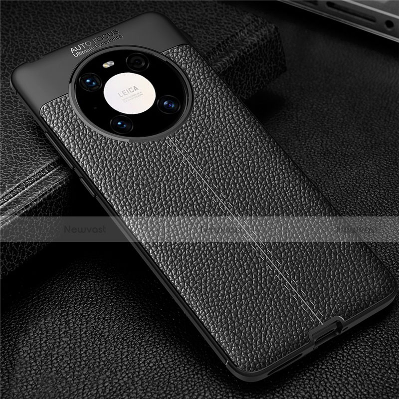 Soft Silicone Gel Leather Snap On Case Cover U01 for Huawei Mate 40 Black