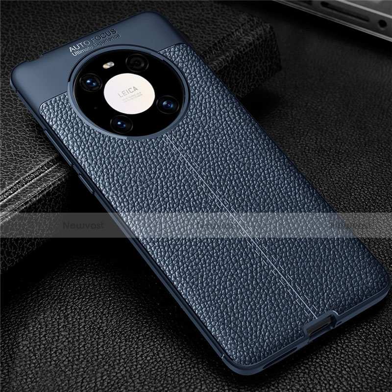 Soft Silicone Gel Leather Snap On Case Cover U01 for Huawei Mate 40 Pro Blue