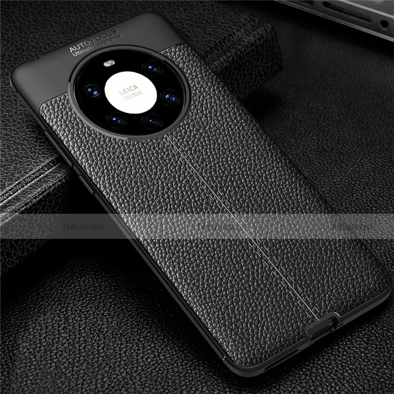Soft Silicone Gel Leather Snap On Case Cover U01 for Huawei Mate 40 Pro+ Plus Black