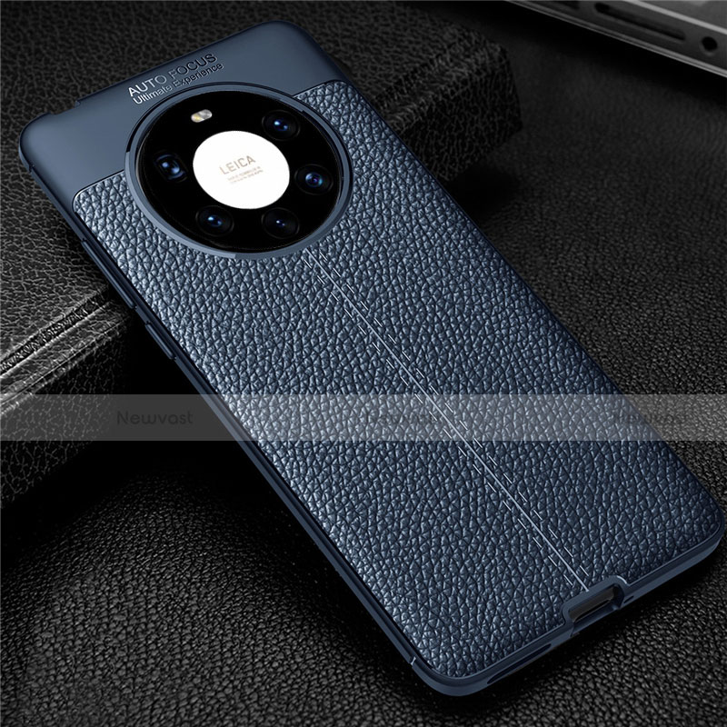 Soft Silicone Gel Leather Snap On Case Cover U01 for Huawei Mate 40 Pro+ Plus Blue