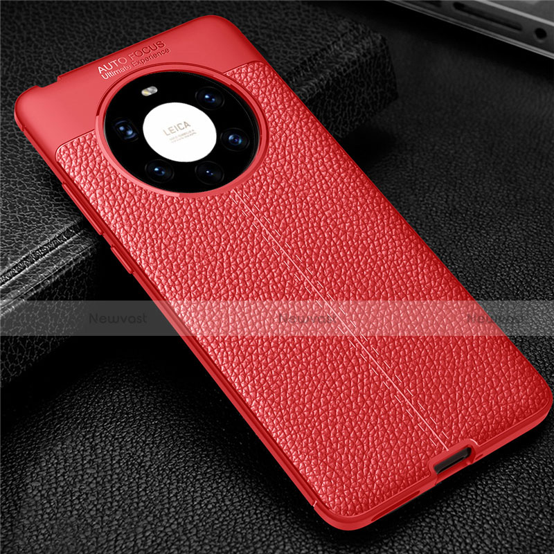 Soft Silicone Gel Leather Snap On Case Cover U01 for Huawei Mate 40 Pro+ Plus Red