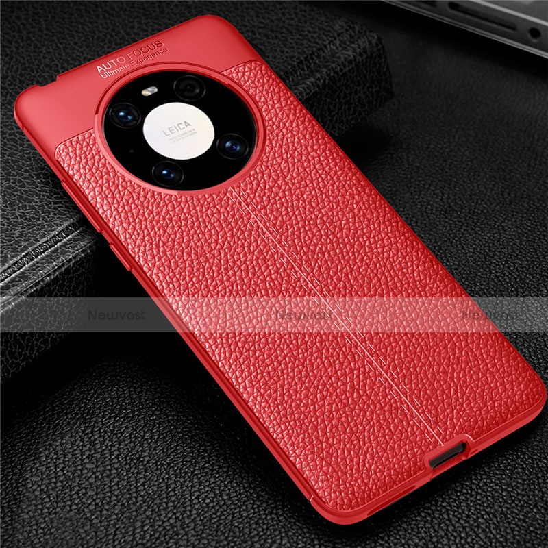 Soft Silicone Gel Leather Snap On Case Cover U01 for Huawei Mate 40E Pro 5G Red