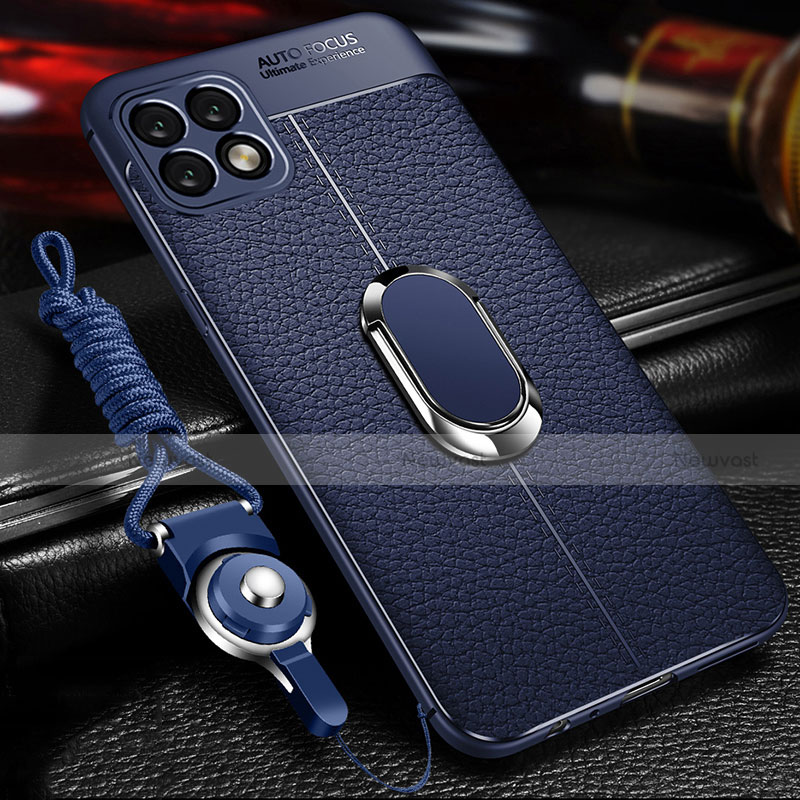 Soft Silicone Gel Leather Snap On Case Cover with Magnetic Finger Ring Stand for Huawei Enjoy 20 5G