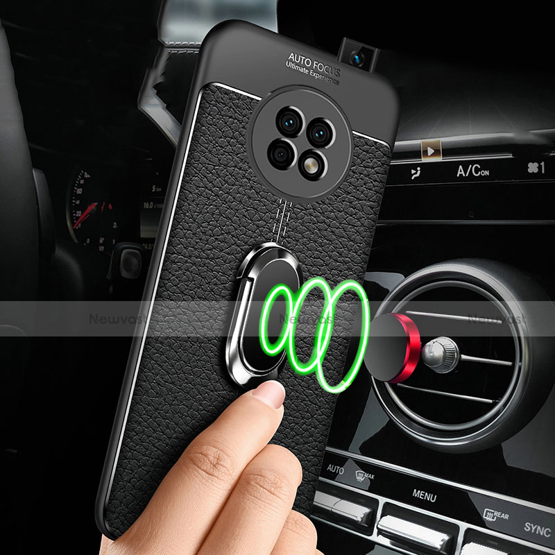 Soft Silicone Gel Leather Snap On Case Cover with Magnetic Finger Ring Stand for Huawei Enjoy 20 Plus 5G