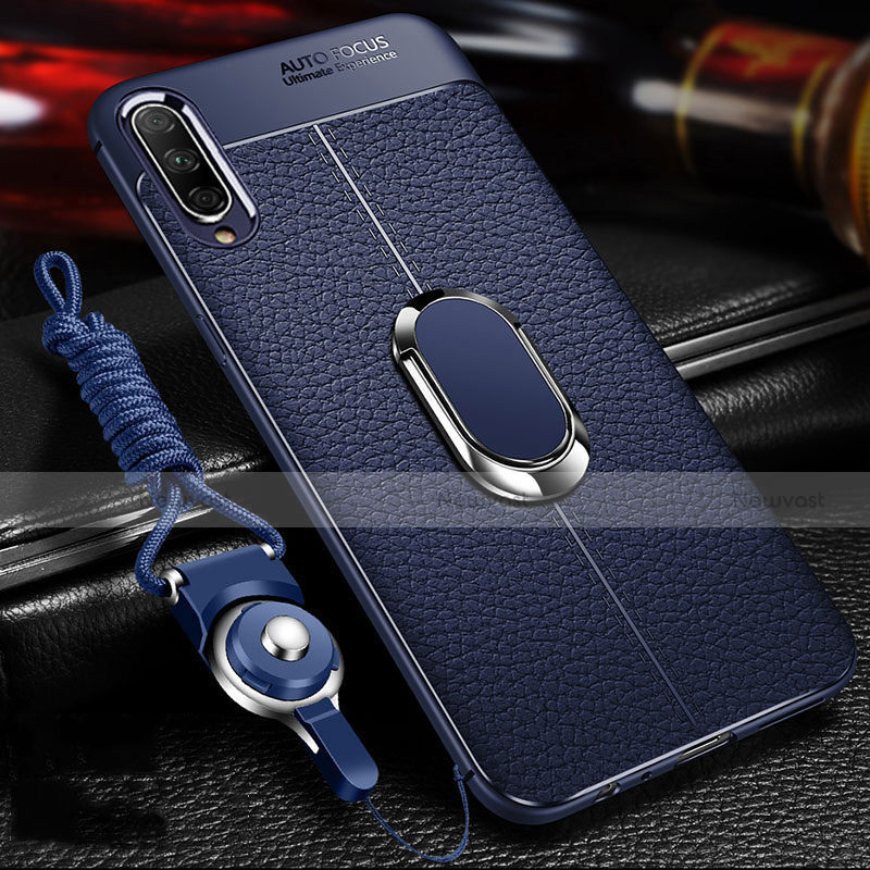 Soft Silicone Gel Leather Snap On Case Cover with Magnetic Finger Ring Stand for Huawei Honor 9X Pro