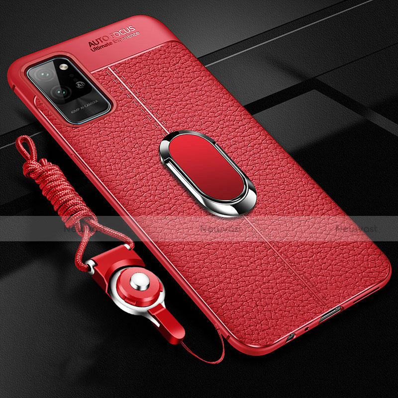 Soft Silicone Gel Leather Snap On Case Cover with Magnetic Finger Ring Stand for Huawei Honor Play4 Pro 5G
