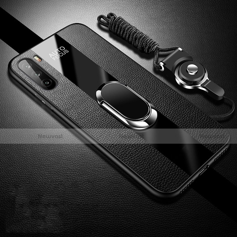 Soft Silicone Gel Leather Snap On Case Cover with Magnetic Finger Ring Stand for Huawei Mate 40 Lite 5G