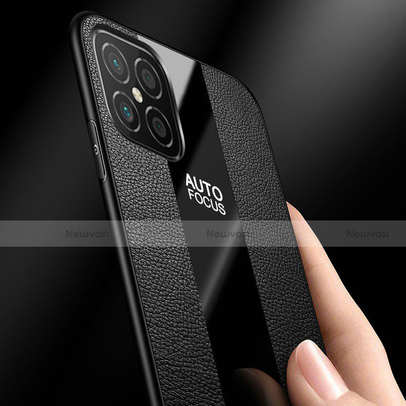 Soft Silicone Gel Leather Snap On Case Cover with Magnetic Finger Ring Stand for Huawei Nova 8 SE 5G