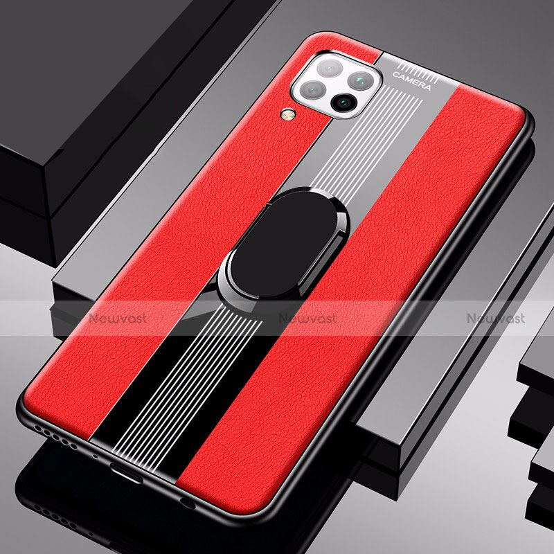Soft Silicone Gel Leather Snap On Case Cover with Magnetic Finger Ring Stand for Huawei P40 Lite