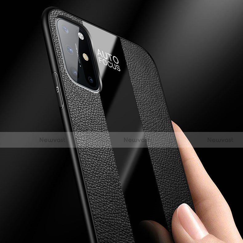 Soft Silicone Gel Leather Snap On Case Cover with Magnetic Finger Ring Stand for OnePlus 8T 5G