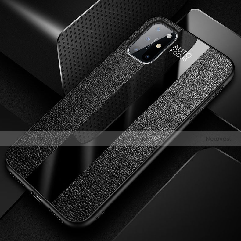 Soft Silicone Gel Leather Snap On Case Cover with Magnetic Finger Ring Stand for OnePlus 8T 5G