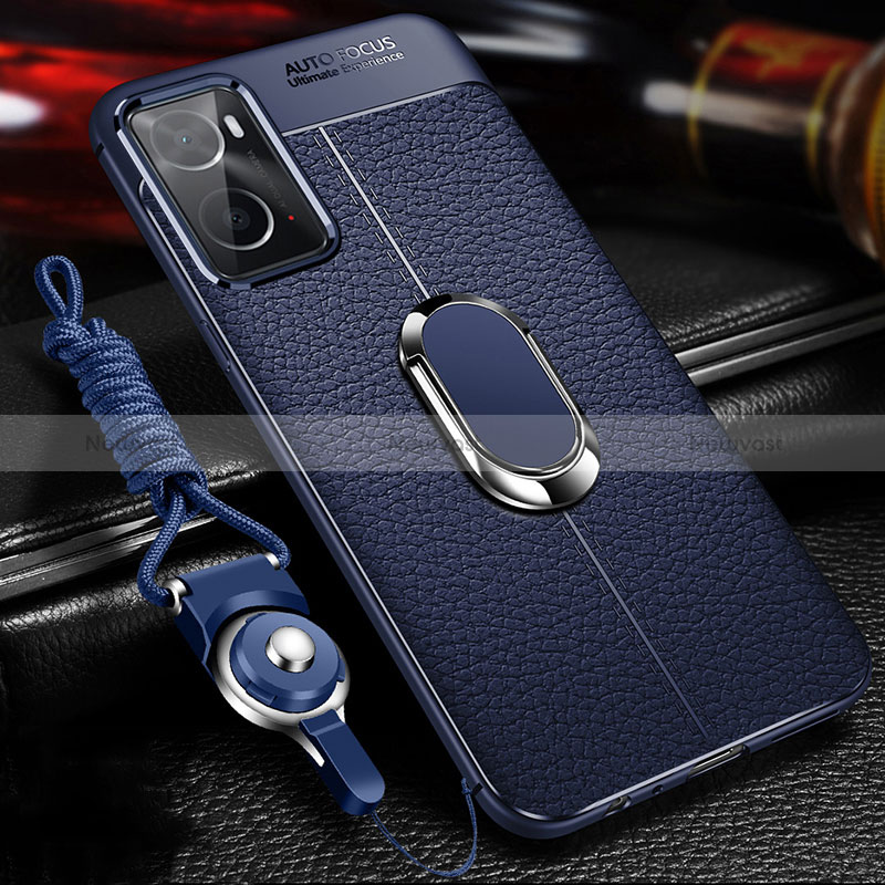 Soft Silicone Gel Leather Snap On Case Cover with Magnetic Finger Ring Stand for Oppo A36