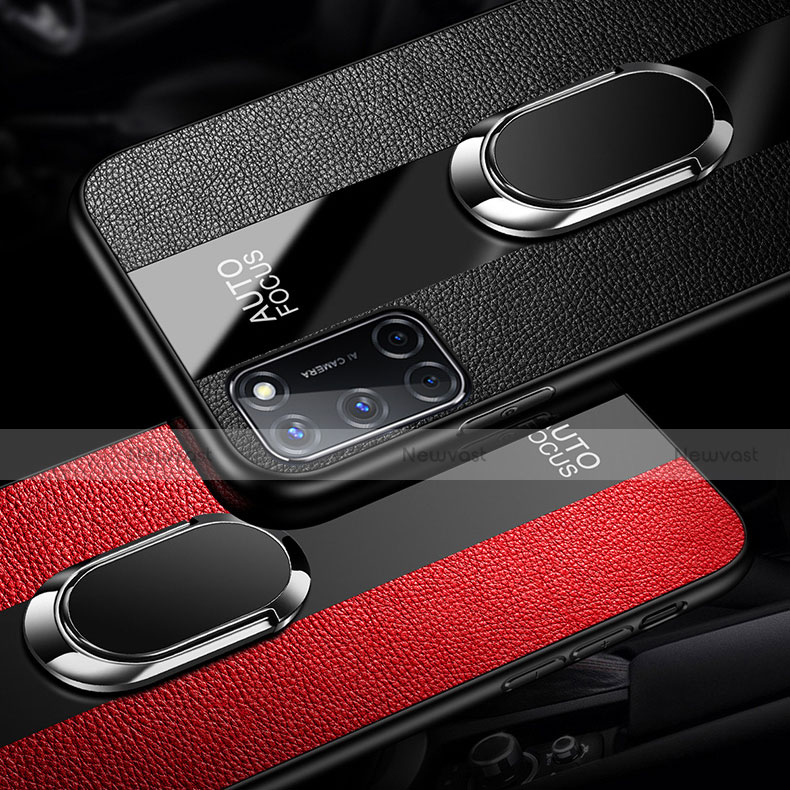 Soft Silicone Gel Leather Snap On Case Cover with Magnetic Finger Ring Stand for Oppo A72