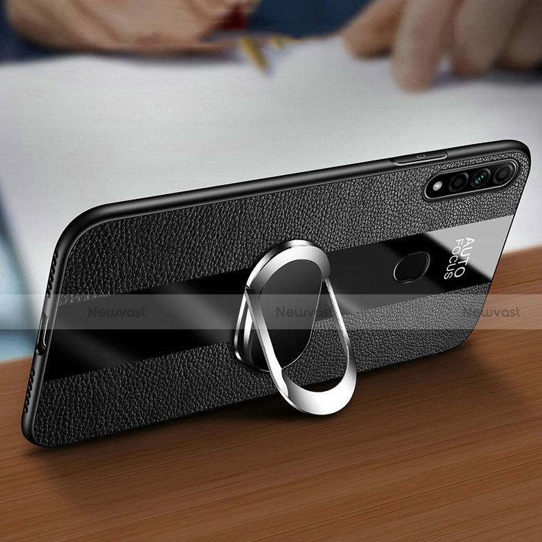 Soft Silicone Gel Leather Snap On Case Cover with Magnetic Finger Ring Stand for Oppo A8