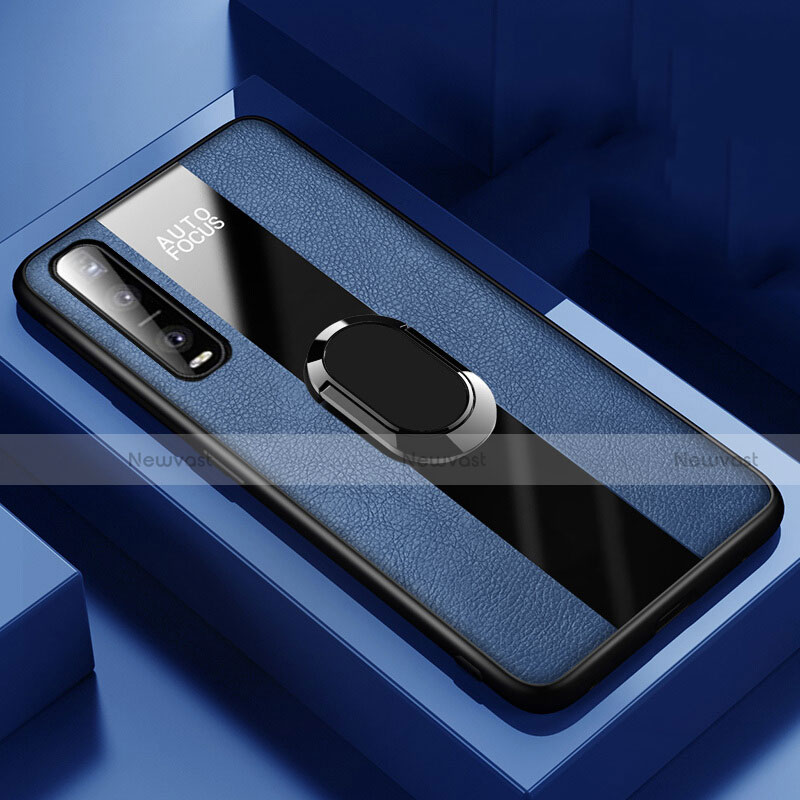 Soft Silicone Gel Leather Snap On Case Cover with Magnetic Finger Ring Stand for Oppo Find X2 Pro