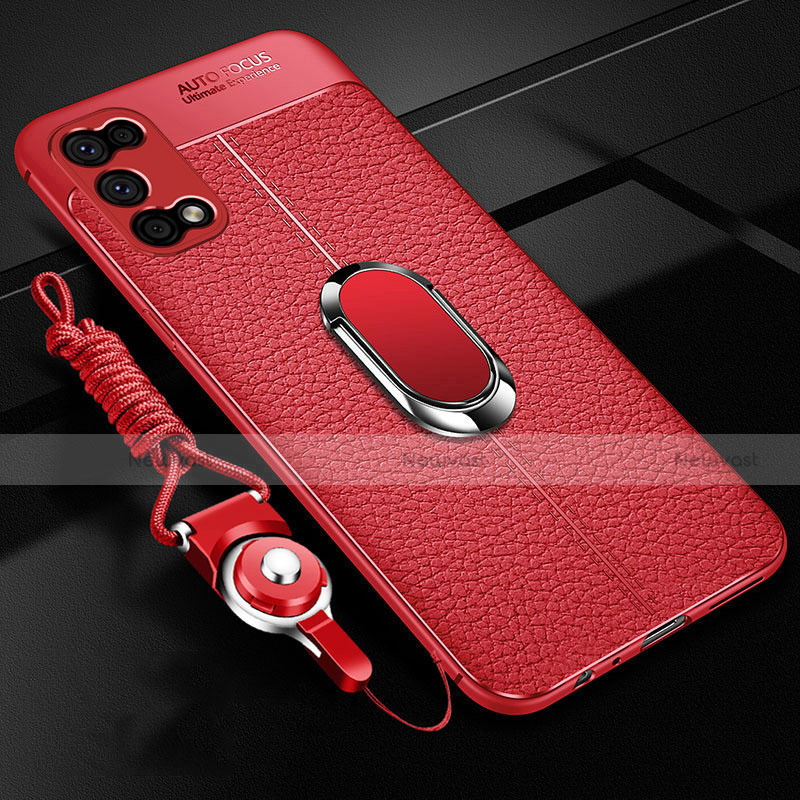 Soft Silicone Gel Leather Snap On Case Cover with Magnetic Finger Ring Stand for Oppo K7x 5G