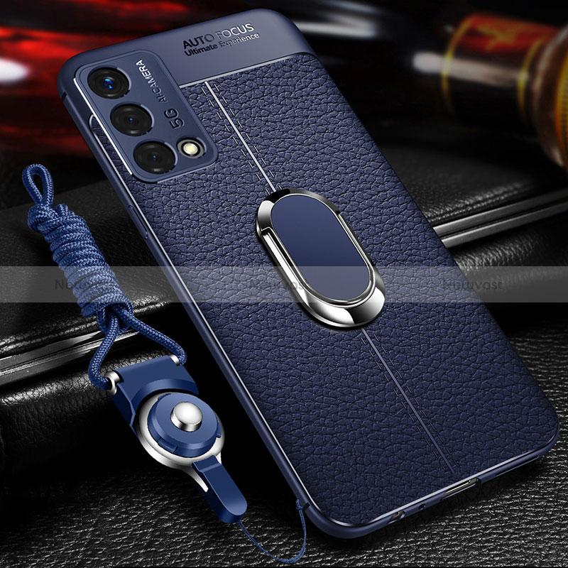 Soft Silicone Gel Leather Snap On Case Cover with Magnetic Finger Ring Stand for Oppo K9 5G