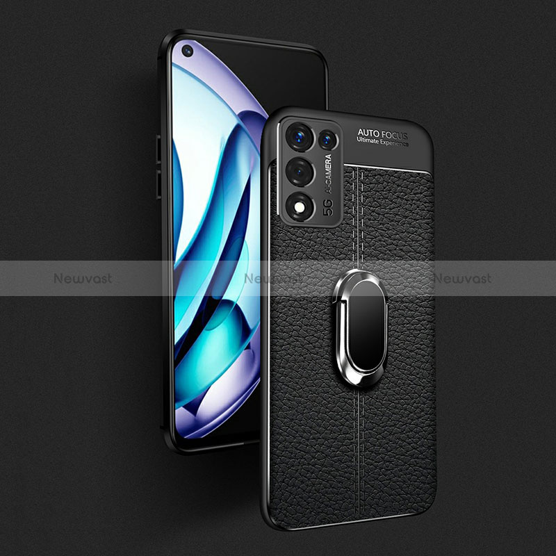 Soft Silicone Gel Leather Snap On Case Cover with Magnetic Finger Ring Stand for Oppo K9S 5G