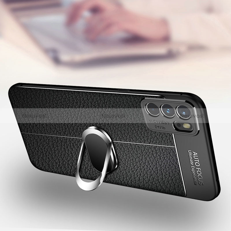 Soft Silicone Gel Leather Snap On Case Cover with Magnetic Finger Ring Stand for Oppo Reno6 5G