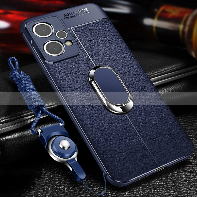 Soft Silicone Gel Leather Snap On Case Cover with Magnetic Finger Ring Stand for Realme 9 Pro+ Plus 5G
