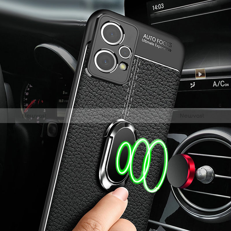 Soft Silicone Gel Leather Snap On Case Cover with Magnetic Finger Ring Stand for Realme 9 Pro+ Plus 5G