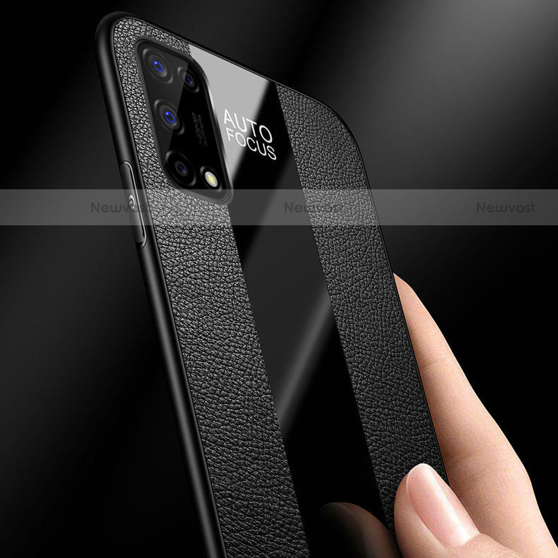 Soft Silicone Gel Leather Snap On Case Cover with Magnetic Finger Ring Stand for Realme V5 5G