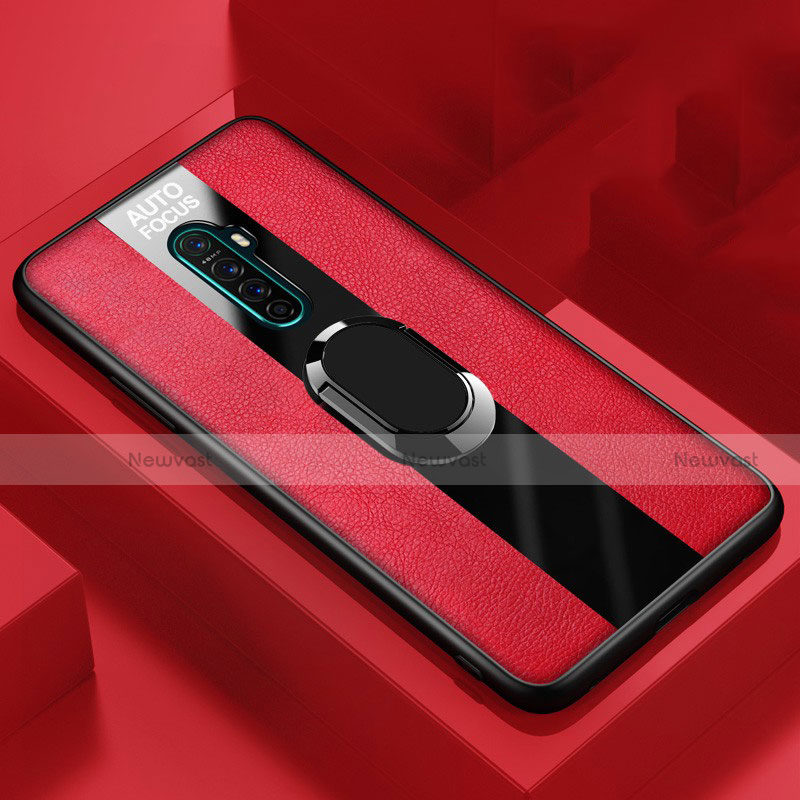 Soft Silicone Gel Leather Snap On Case Cover with Magnetic Finger Ring Stand for Realme X2 Pro