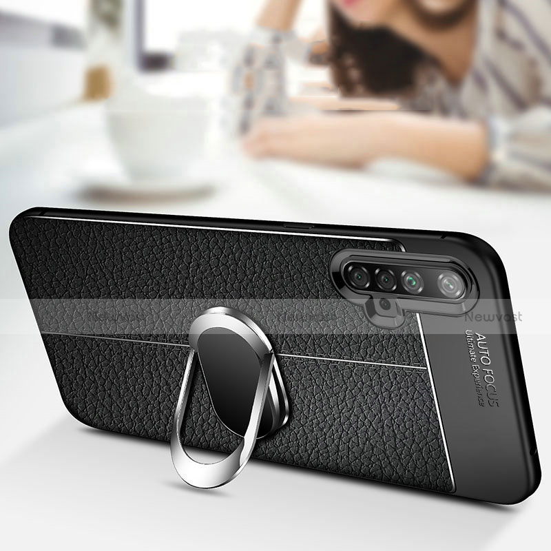 Soft Silicone Gel Leather Snap On Case Cover with Magnetic Finger Ring Stand for Realme X50m 5G