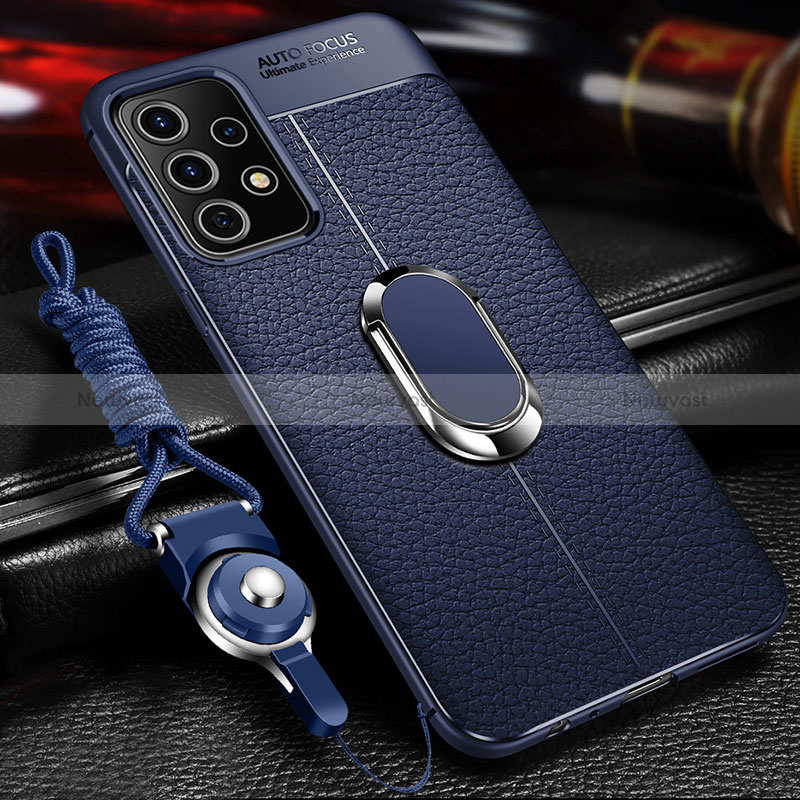 Soft Silicone Gel Leather Snap On Case Cover with Magnetic Finger Ring Stand for Samsung Galaxy A33 5G