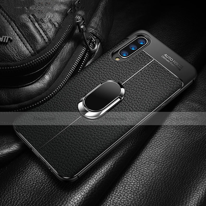 Soft Silicone Gel Leather Snap On Case Cover with Magnetic Finger Ring Stand for Samsung Galaxy A70S