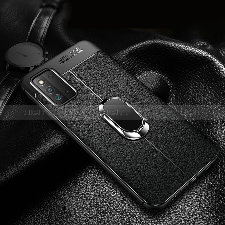 Soft Silicone Gel Leather Snap On Case Cover with Magnetic Finger Ring Stand for Samsung Galaxy F52 5G