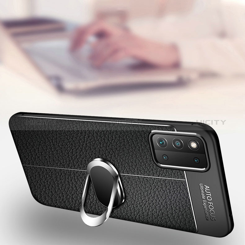 Soft Silicone Gel Leather Snap On Case Cover with Magnetic Finger Ring Stand for Samsung Galaxy F52 5G