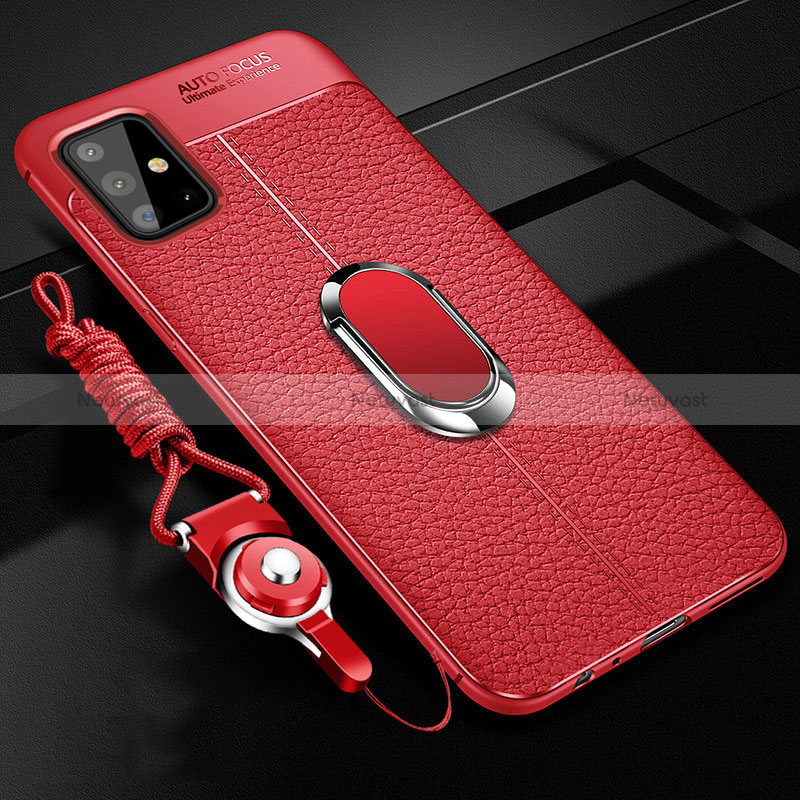 Soft Silicone Gel Leather Snap On Case Cover with Magnetic Finger Ring Stand for Samsung Galaxy M40S