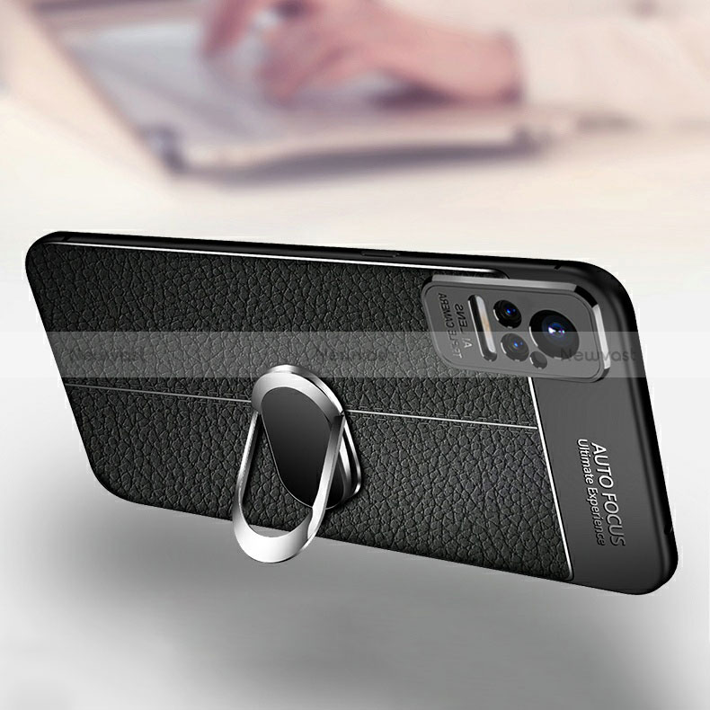 Soft Silicone Gel Leather Snap On Case Cover with Magnetic Finger Ring Stand for Xiaomi Civi 5G