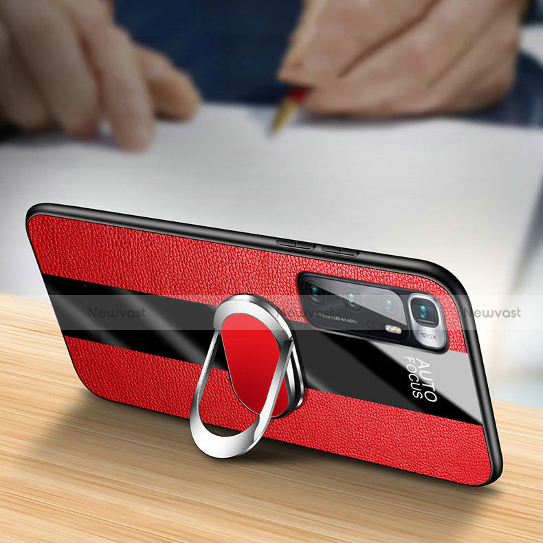 Soft Silicone Gel Leather Snap On Case Cover with Magnetic Finger Ring Stand for Xiaomi Mi 10 Ultra