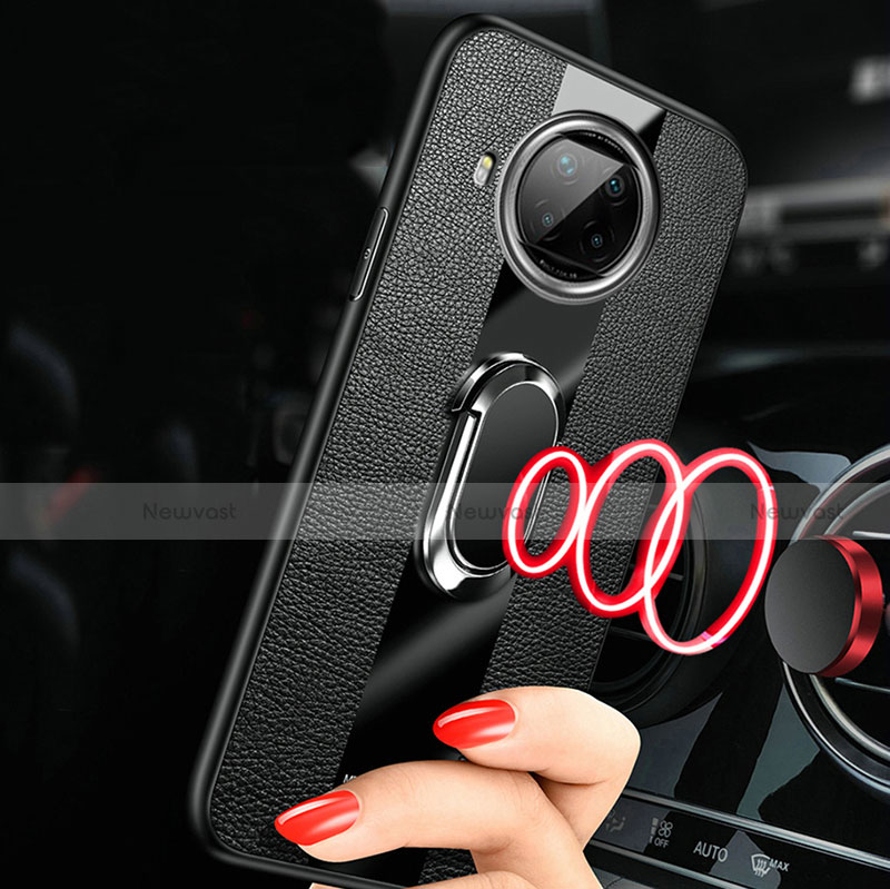 Soft Silicone Gel Leather Snap On Case Cover with Magnetic Finger Ring Stand for Xiaomi Mi 10i 5G