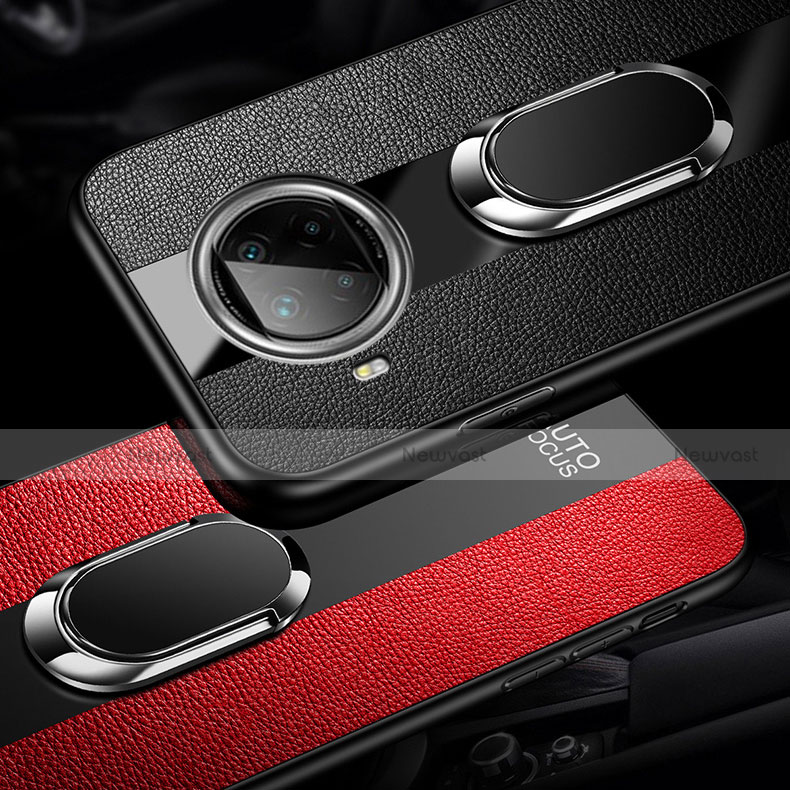Soft Silicone Gel Leather Snap On Case Cover with Magnetic Finger Ring Stand for Xiaomi Mi 10T Lite 5G