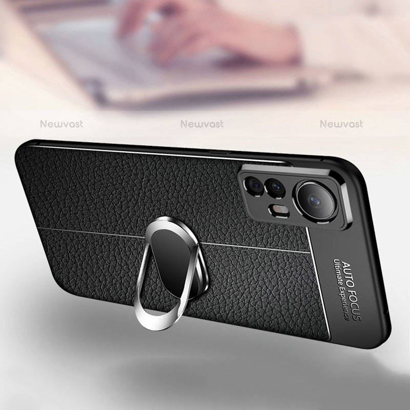 Soft Silicone Gel Leather Snap On Case Cover with Magnetic Finger Ring Stand for Xiaomi Mi 12 Lite 5G