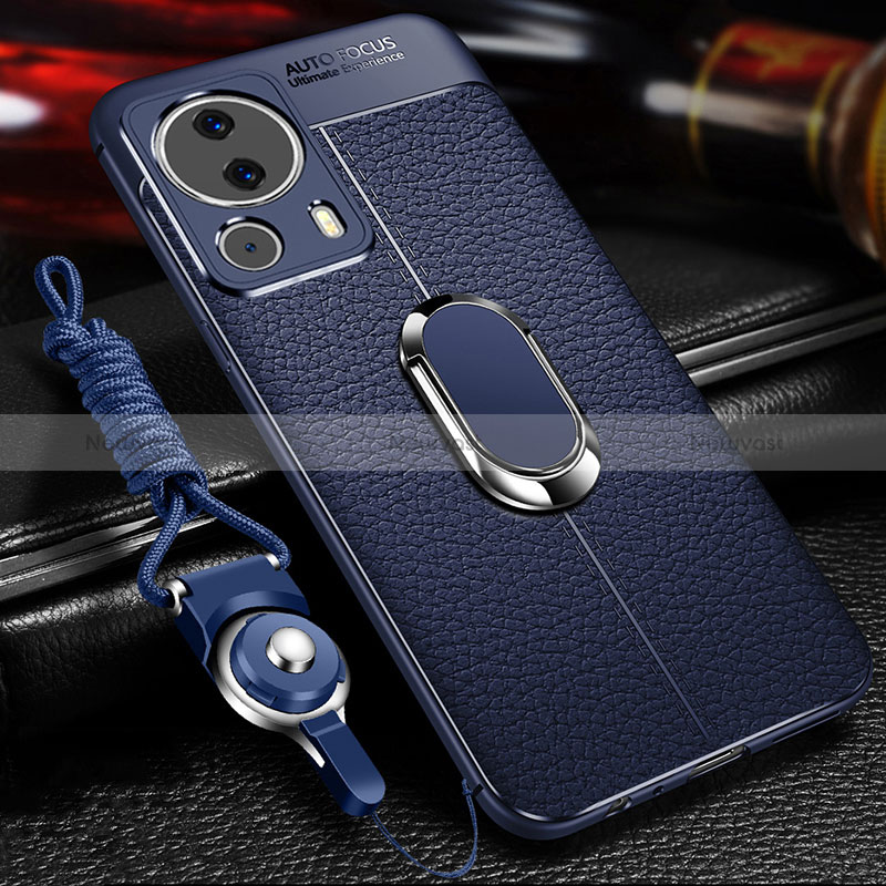 Soft Silicone Gel Leather Snap On Case Cover with Magnetic Finger Ring Stand for Xiaomi Mi 12 Lite NE 5G