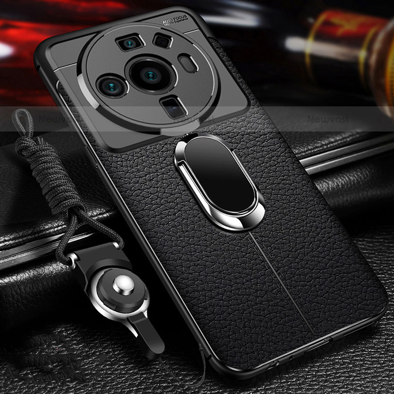 Soft Silicone Gel Leather Snap On Case Cover with Magnetic Finger Ring Stand for Xiaomi Mi 12S Ultra 5G