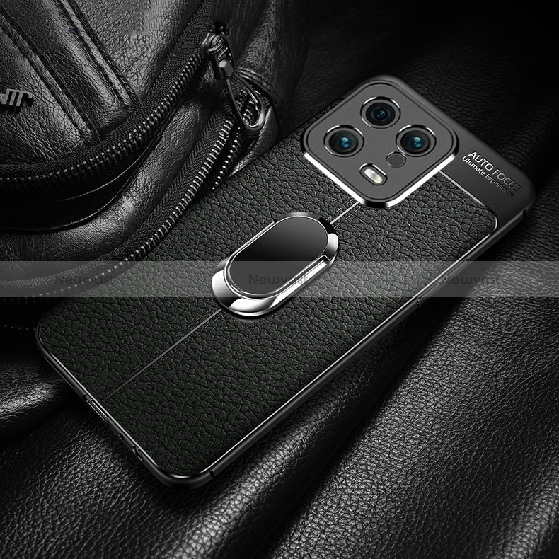 Soft Silicone Gel Leather Snap On Case Cover with Magnetic Finger Ring Stand for Xiaomi Mi 13 Pro 5G