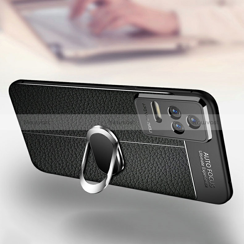 Soft Silicone Gel Leather Snap On Case Cover with Magnetic Finger Ring Stand for Xiaomi Poco F4 5G