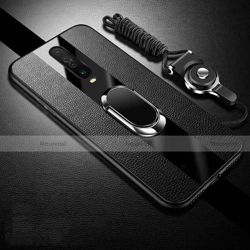 Soft Silicone Gel Leather Snap On Case Cover with Magnetic Finger Ring Stand for Xiaomi Poco X2