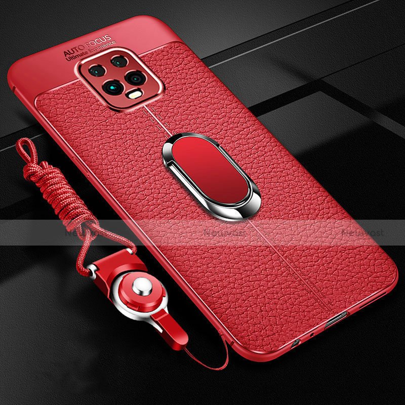Soft Silicone Gel Leather Snap On Case Cover with Magnetic Finger Ring Stand for Xiaomi Redmi 10X 5G