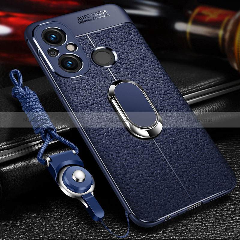 Soft Silicone Gel Leather Snap On Case Cover with Magnetic Finger Ring Stand for Xiaomi Redmi 11A 4G