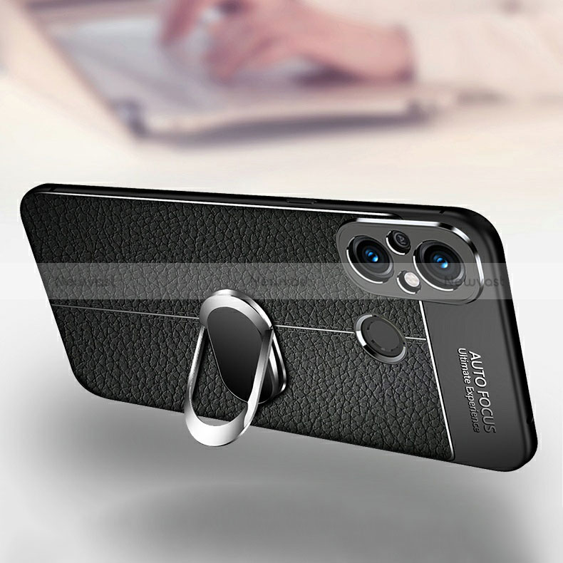 Soft Silicone Gel Leather Snap On Case Cover with Magnetic Finger Ring Stand for Xiaomi Redmi 11A 4G